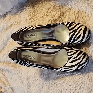 Michael Kors Dermott size 8.5 platform heels. Zebra calfskin.
